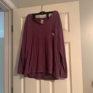 PINK Victoria’s secret, long sleeve tee, medium, purple, v-neck